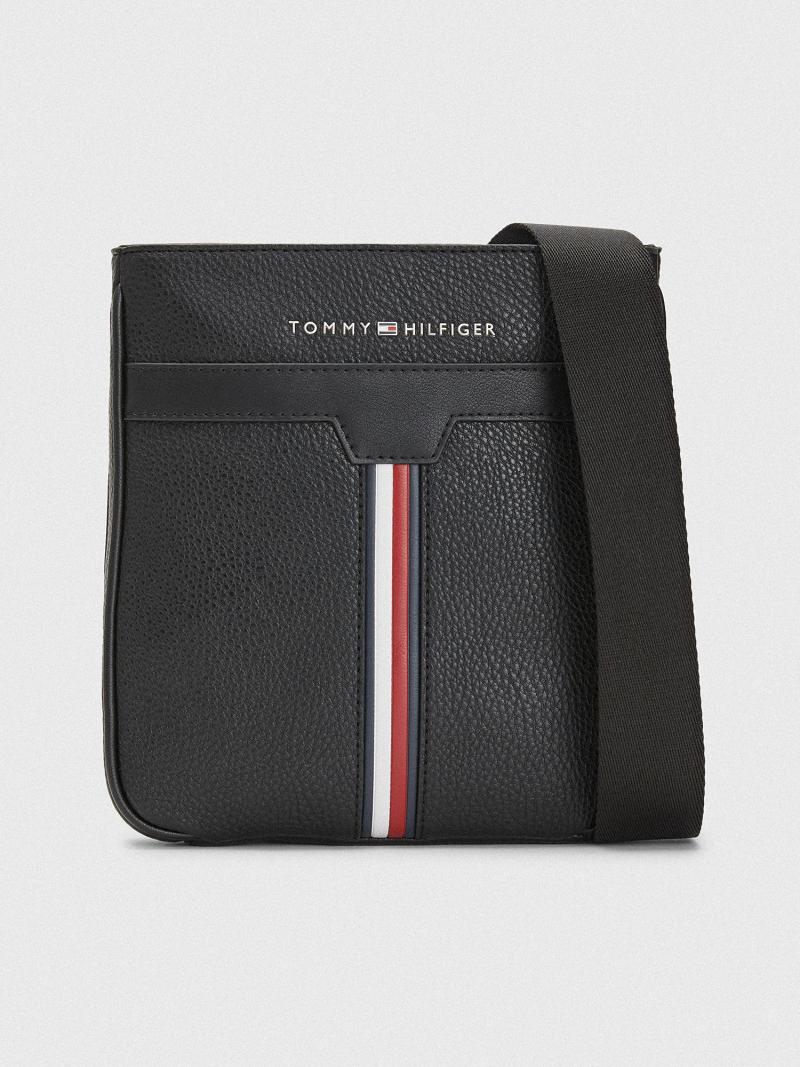 Férfi Tommy Hilfiger Stripe Mini Crossbody Táska Fekete | HU 1489UZG